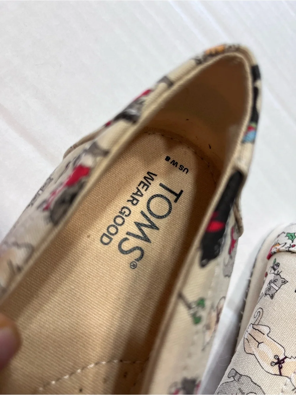 TOMS Women’s Size 8 Christmas Cats Holiday Print Slip On Shoes